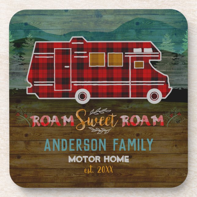 Posavasos Motorhome rv Camper Travel Van Rustic Personalized (Frente)