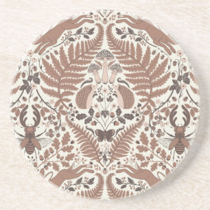 Posavasos Mousse de Mocha, animales y plantas de bosque