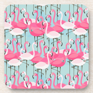 Posavasos Muchedumbre rosada y blanca de flamencos