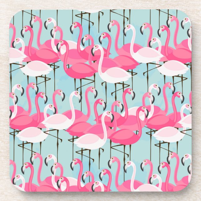 Posavasos Muchedumbre rosada y blanca de flamencos (Frente)