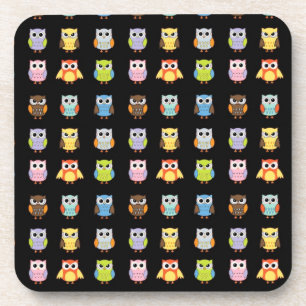 Posavasos Muchos Búhos Coloridos Patrón Adorable