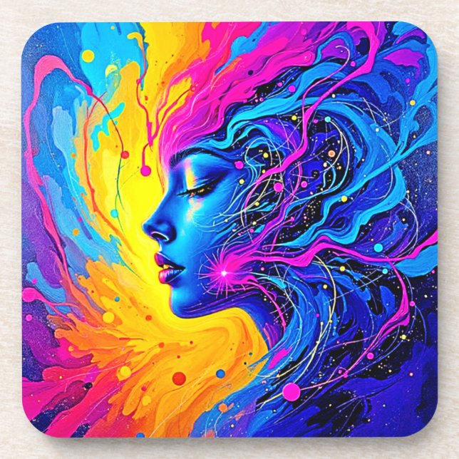 Posavasos Mujer abstracta adorable (Frente)