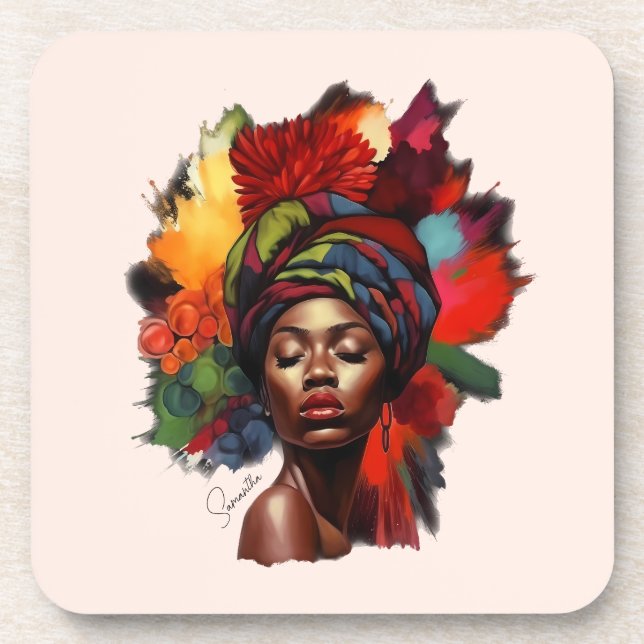 Posavasos Mujer afroamericana empoderada (Frente)