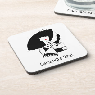 Posavasos Mujer Art Deco con guantes de sombrero grande RL