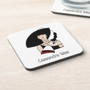 Posavasos Mujer Art Deco Vintage con sombrero guantes Color