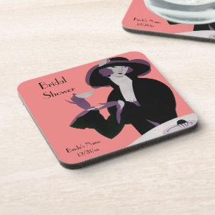 Posavasos Mujer Art Déco Vintage, té de la tarde y pastelito