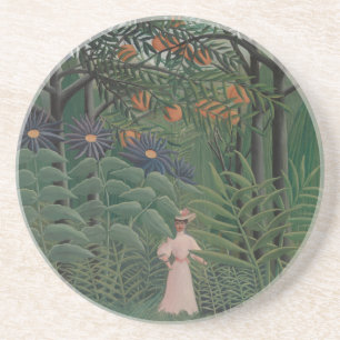 Posavasos Mujer caminando en un bosque exótico, Henri Rousse
