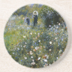 Posavasos Mujer de Renoir con el parasol en jardín