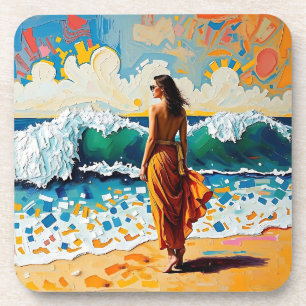Posavasos Mujer en Arte de Costa Abstracta Personalizada