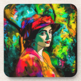 Posavasos Mujer en Gorra rojo