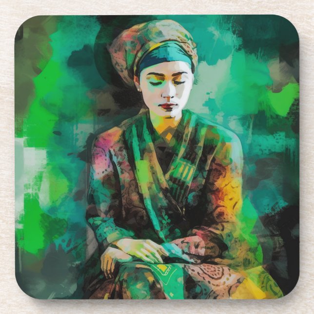 Posavasos Mujer en verde (Frente)