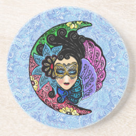 Posavasos Mujer enmascarada y luna creciente