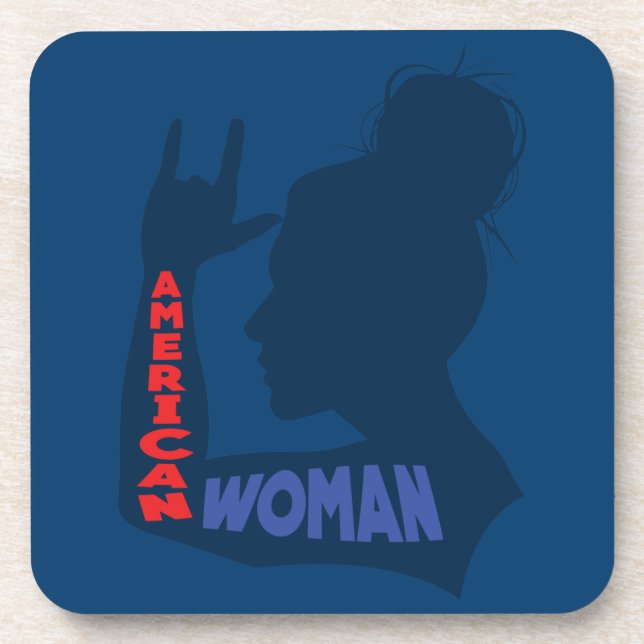 Posavasos Mujer estadounidense te amo (Frente)