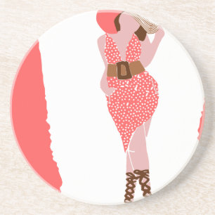 Posavasos Mujer gruesa vestida de polka