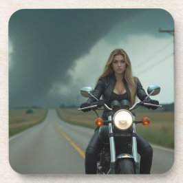 Posavasos Mujer hermosa en motocicleta \ Tornado