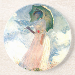 Posavasos Mujer Monet con una sombrilla a la izquierda
