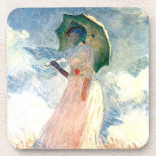 Posavasos Mujer Monet con una sombrilla a la izquierda