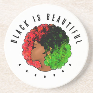 Posavasos Mujer niña negra panafricana orgullo afro verde ro