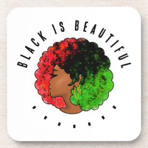 Posavasos Mujer niña negra panafricana orgullo afro verde ro