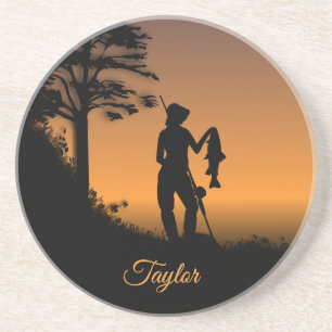 Posavasos Mujer pescadora en Dusk Personal