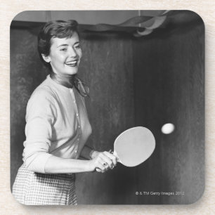 Posavasos Mujer que juega a tenis de mesa