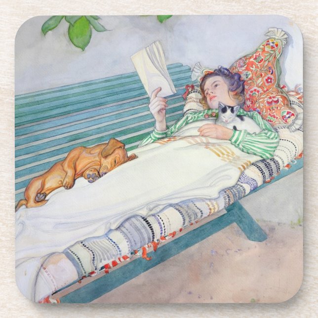 Posavasos Mujer que miente en un banco, 1913 (w/c en el (Frente)