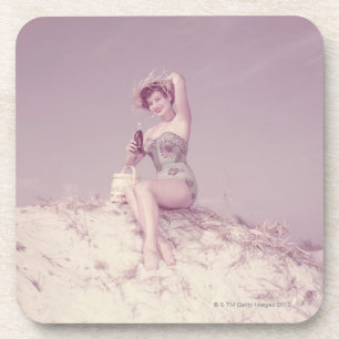 Posavasos Mujer que se relaja en la playa