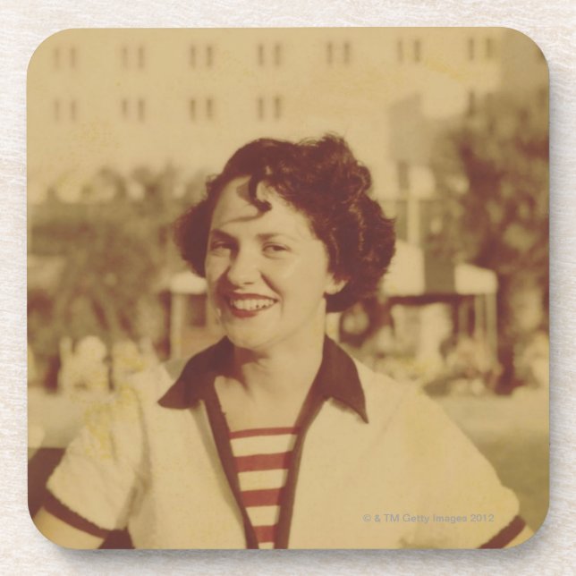 Posavasos Mujer que se sienta afuera (Frente)