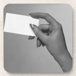 Posavasos Mujer que sostiene la tarjeta