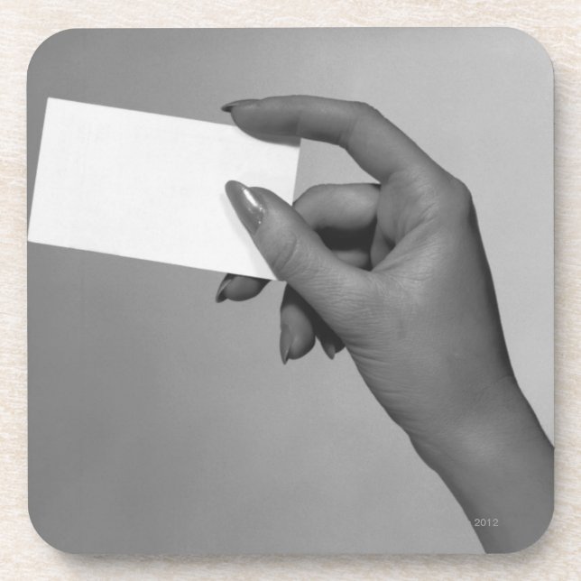 Posavasos Mujer que sostiene la tarjeta (Frente)