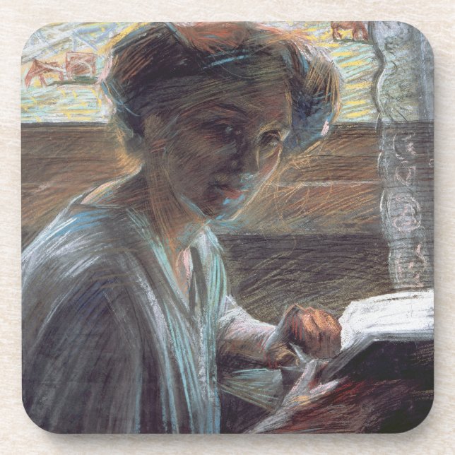 Posavasos Mujer Reading, 1909 (aceite en lona) (Frente)
