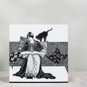 Posavasos Mujer ventilado leyendo con gato