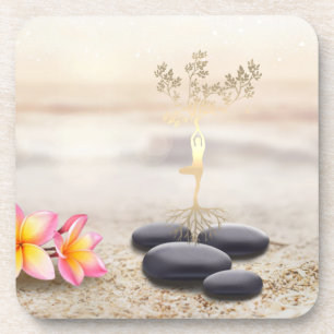 Posavasos Mujeres de árbol Silueta Zen Piedras