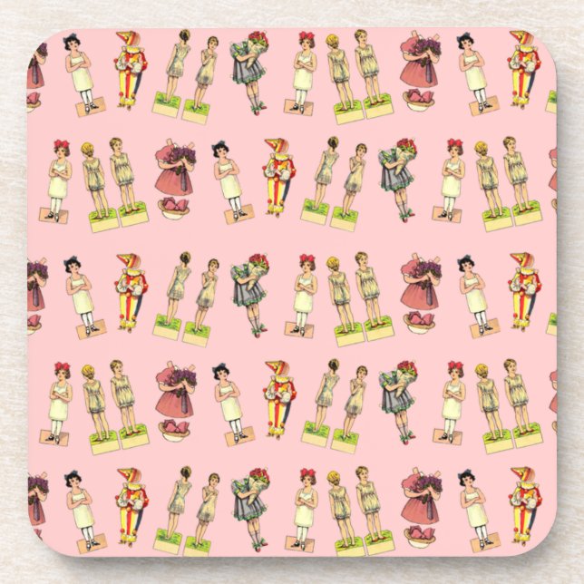 Posavasos Muñecas de papel de cosecha (Frente)