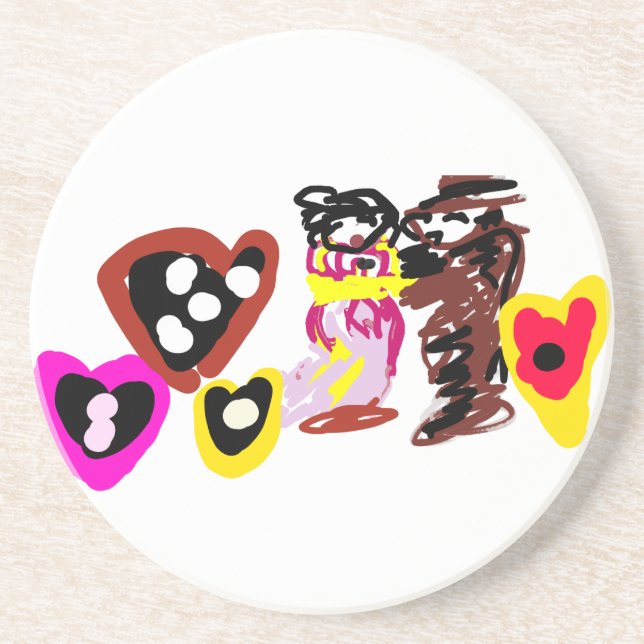 Posavasos Muñecas dulces del día de San Valentín (Frente)