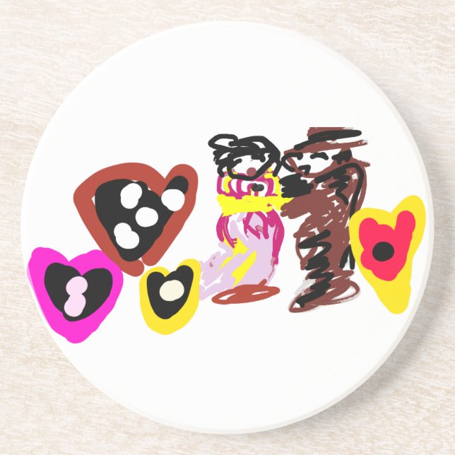 Posavasos Muñecas dulces del día de San Valentín (Frente)