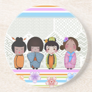 Posavasos muñecas kokeshi