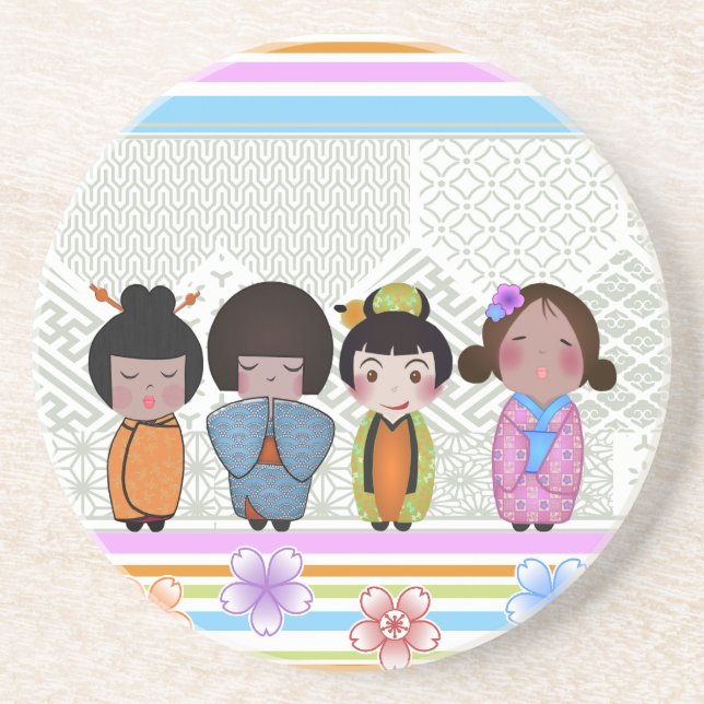 Posavasos muñecas kokeshi (Frente)