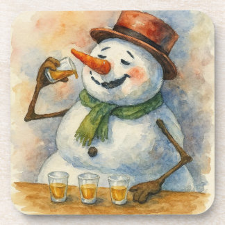 Posavasos Muñeco de Nieve Borracho de Navidad
