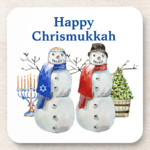 Posavasos Muñeco de nieve de Hanukkah Navidad Chrismukkah 