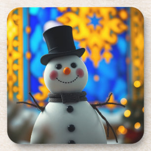 Posavasos Muñeco de nieve de Navidad feliz Coaster de plásti