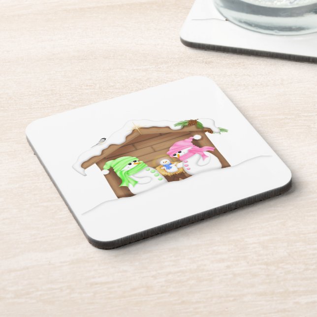 Posavasos Muñeco de nieve de Navidad mono (Lado Izquierdo)