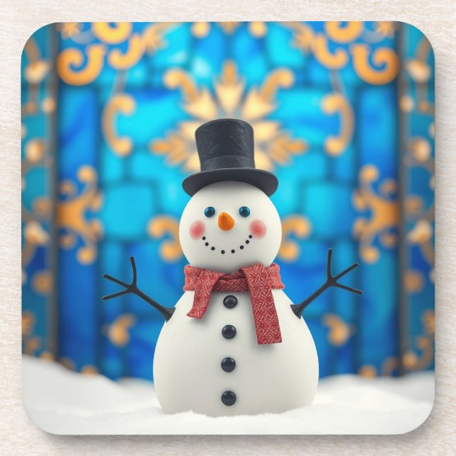 Posavasos Muñeco de Nieve de Navidad Soporte de Plástico Dur (Frente)