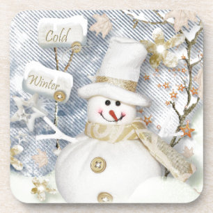 Posavasos Muñeco de nieve frío del invierno