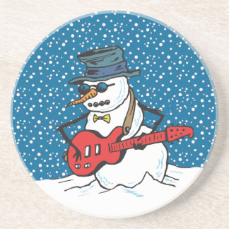 Posavasos Muñeco de nieve oscilante que toca una guitarra