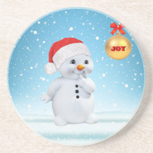 Posavasos Muñeco de nieve y copos de nieve de Navidad lindos