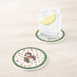 Posavasos Muñeco de nieve y galletas de Navidad de arenisca