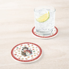 Posavasos Muñeco de nieve y galletas de Navidad de arenisca