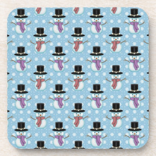 Posavasos Muñecos de nieve lindos en patrón azul pálido