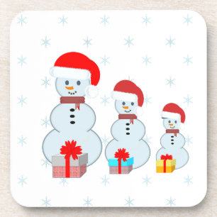 Posavasos Muñecos de nieve y copos de Navidad lindos